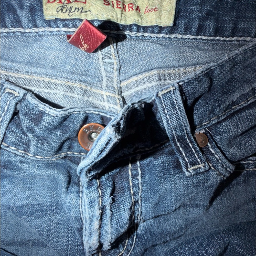 Serra Blue Boot Cut Jeans with Orange Accent - Picture 4 of 6